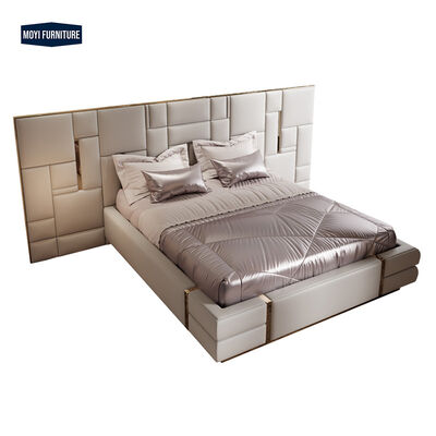 Mail Packing Soft Bed Luxe Leather Back Super Kingsize Frame Leather Bed 1.8 m Double Sample Design Bedroom Suite Set Furniture King Size Bed