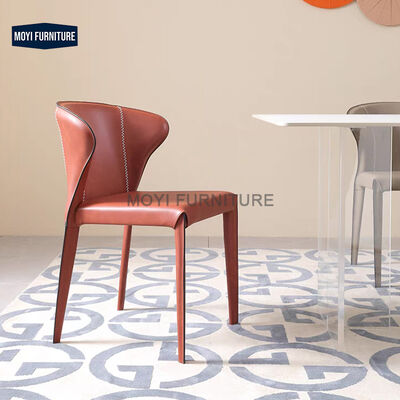 Modern Italian Minimalist Saddle Leather Chair Ideal for Home Bar Coffee Shops Milk Tea Shops Commercial Hotel Furniture