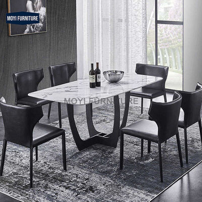 Office Building Luxury Italian Style Marble Dining Table Set Nordic Design Dining Room Furniture with 6 Chairs 8 Chairs