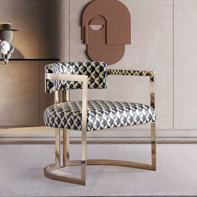Leisure Chair MOYI Luxury Gold Stainless Steel Accent Chair PU Leather Upholster Dining Chair for Hotel Home Living Room