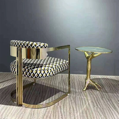 Leisure Chair MOYI Luxury Gold Stainless Steel Accent Chair PU Leather Upholster Dining Chair for Hotel Home Living Room