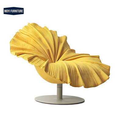 Metal Legs Accent Style MOYI Modern Lounge Chair Velvet Fabric Petal Swivel Chair Living Room Bedroom Furniture