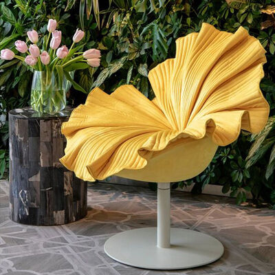 Metal Legs Accent Style MOYI Modern Lounge Chair Velvet Fabric Petal Swivel Chair Living Room Bedroom Furniture