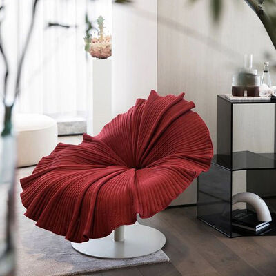 Metal Legs Accent Style MOYI Modern Lounge Chair Velvet Fabric Petal Swivel Chair Living Room Bedroom Furniture