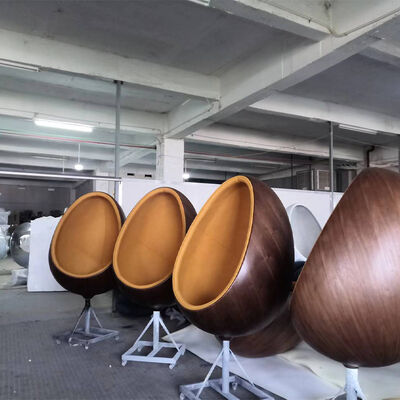 Living Room Chair Walnut Veneer Fiberglass Pointed Ball Oval Egg Shell Type Lounge Chair Space Capsule Bubble Seat