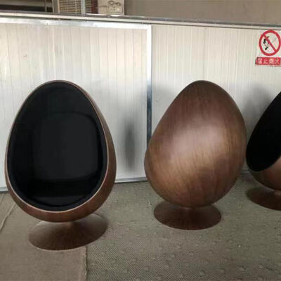 Living Room Chair Walnut Veneer Fiberglass Pointed Ball Oval Egg Shell Type Lounge Chair Space Capsule Bubble Seat