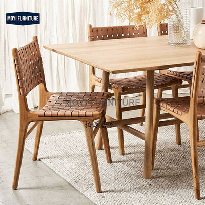 Dining Room Furniture Solid Wood Dining Chair with Upholstery Material Leather Nordic Brown Saddle Seat Restaurant