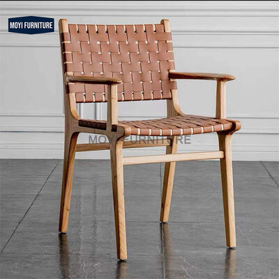Dining Room Furniture Solid Wood Dining Chair with Upholstery Material Leather Nordic Brown Saddle Seat Restaurant