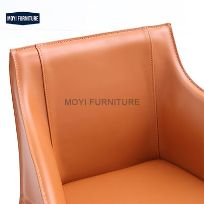 Standard Size Dining Chair Stable Metal Legs Italian Design Home Leisure Saddle Leather Armrest Chair for Restaurant Hotel