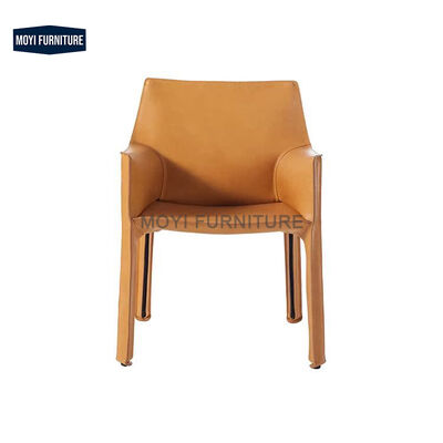 Luxury Modern Burgundy Cafe Restaurant Furniture Vintage Dining Chairs Saddle Leather Armrests Mail Packing Included