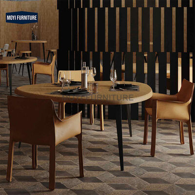 Luxury Modern Burgundy Cafe Restaurant Furniture Vintage Dining Chairs Saddle Leather Armrests Mail Packing Included