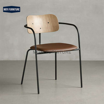 Home Furniture Iron Leg Bend Wood Cafe Side Chair Perfect for Restaurant Hotel Dining Plywood Chair Wabi Sabi Design Style