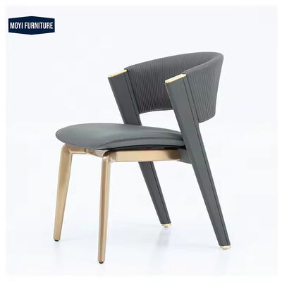 Modern Upholstered Leather Dining Room Furniture Chair Designed with Italian Metal Legs and Wooden Frame Luxury
