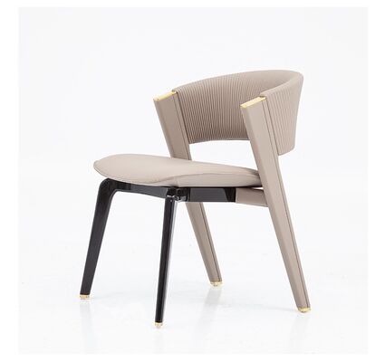 Modern Upholstered Leather Dining Room Furniture Chair Designed with Italian Metal Legs and Wooden Frame Luxury