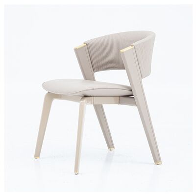 Modern Upholstered Leather Dining Room Furniture Chair Designed with Italian Metal Legs and Wooden Frame Luxury