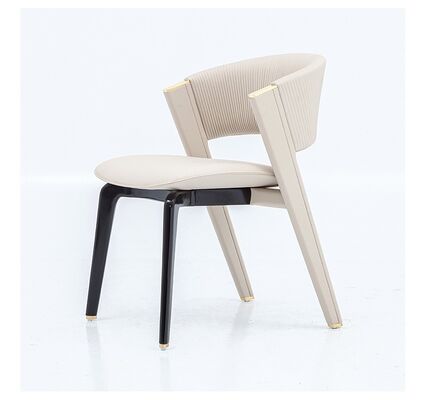 Modern Upholstered Leather Dining Room Furniture Chair Designed with Italian Metal Legs and Wooden Frame Luxury