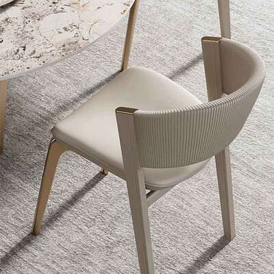 Modern Upholstered Leather Dining Room Furniture Chair Designed with Italian Metal Legs and Wooden Frame Luxury