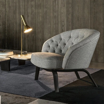 Mail Packing Modern Leather Lounge Chair with Solid Wood Leg and Chesterfield Back Accent Armrest Living Room Sofa Chair