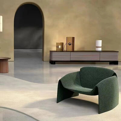 Leather Wood Metal Comfortable Leisure Chair Modern Minimalist Art Living Room Balcony Lounge Chair Nordic Light Luxury Designer
