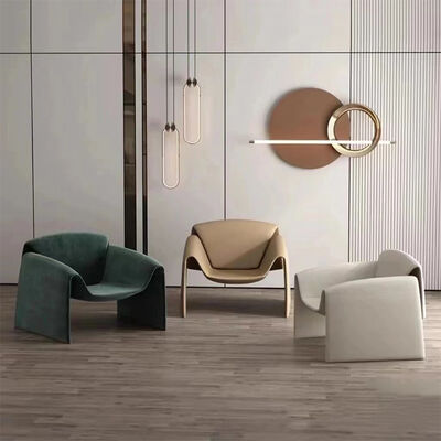 Leather Wood Metal Comfortable Leisure Chair Modern Minimalist Art Living Room Balcony Lounge Chair Nordic Light Luxury Designer