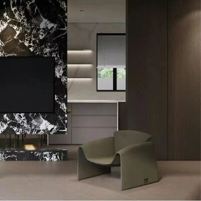 Leather Wood Metal Comfortable Leisure Chair Modern Minimalist Art Living Room Balcony Lounge Chair Nordic Light Luxury Designer