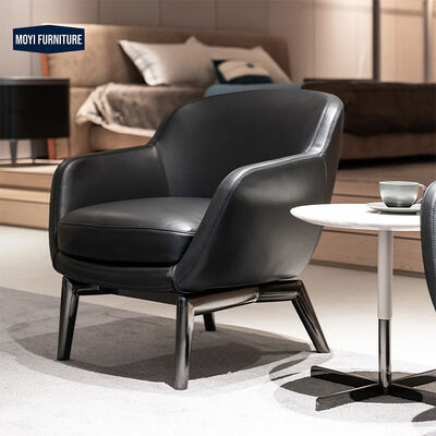 Modern Solid Wood Single Sofa Chair Italian Leather Fabric Synthetic Leather Nordic Style Simple Balcony Leisure Seating
