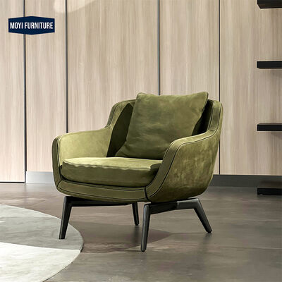 Modern Solid Wood Single Sofa Chair Italian Leather Fabric Synthetic Leather Nordic Style Simple Balcony Leisure Seating
