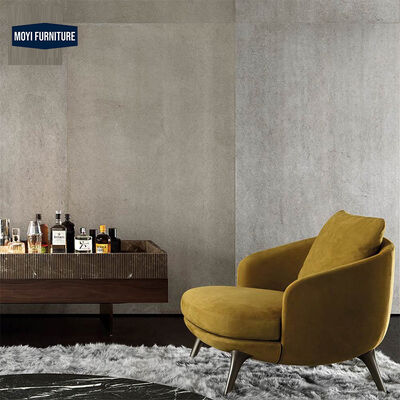 Leisure Chair Sponge Filled Curved Backrest Upholstered Cushion Leather Sofa Chair for Apartment Villa Living Room Seating