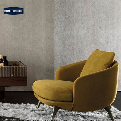 Leisure Chair Sponge Filled Curved Backrest Upholstered Cushion Leather Sofa Chair for Apartment Villa Living Room Seating