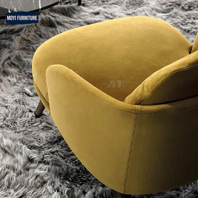 Leisure Chair Sponge Filled Curved Backrest Upholstered Cushion Leather Sofa Chair for Apartment Villa Living Room Seating