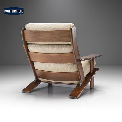 Accent Style Sponge Filled Modern Lounge Chair Linen Fabric Solid Wood Single Chair for Living Room Hotel Leisure Seating