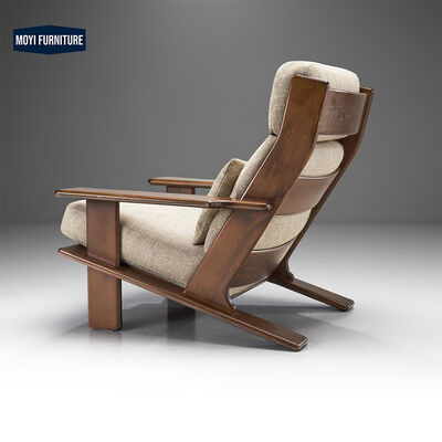 Accent Style Sponge Filled Modern Lounge Chair Linen Fabric Solid Wood Single Chair for Living Room Hotel Leisure Seating