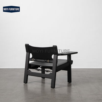 Modern Nordic Minimalist Retro Style Wooden Luxury Sofa Chair with Saddle Leather Single Sofa Accent Chair Electric No