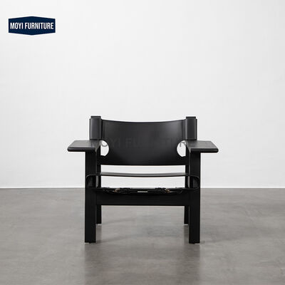 Modern Nordic Minimalist Retro Style Wooden Luxury Sofa Chair with Saddle Leather Single Sofa Accent Chair Electric No