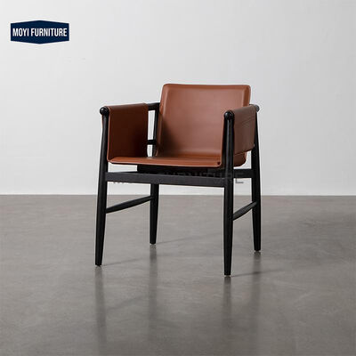 Dining Room Furniture Italian Minimalist Saddle Leather Dining Chair Nordic Style Leisure Chair Light Luxury