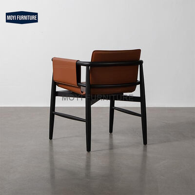 Dining Room Furniture Italian Minimalist Saddle Leather Dining Chair Nordic Style Leisure Chair Light Luxury