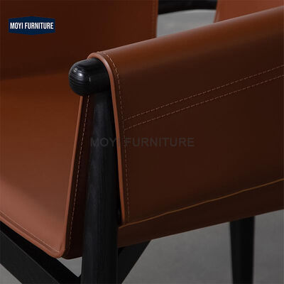 Dining Room Furniture Italian Minimalist Saddle Leather Dining Chair Nordic Style Leisure Chair Light Luxury