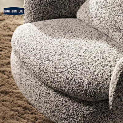 Metal Legs Modern White Teddy Fabric Armchair Swivel Ottoman Accent Chair for Living Room Lounge Seating