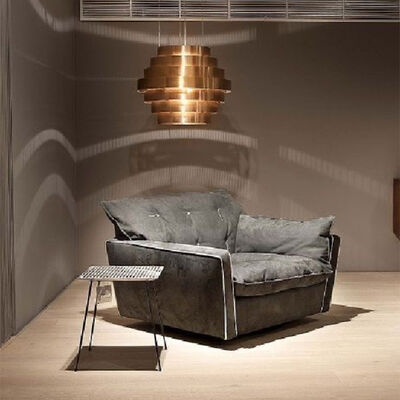 Living Room Furniture Modern Luxury Leather Sofa Set Featuring Wood and Metal Materials Italian Design Single Chair