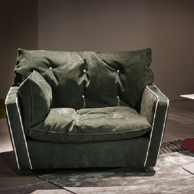 Living Room Furniture Modern Luxury Leather Sofa Set Featuring Wood and Metal Materials Italian Design Single Chair