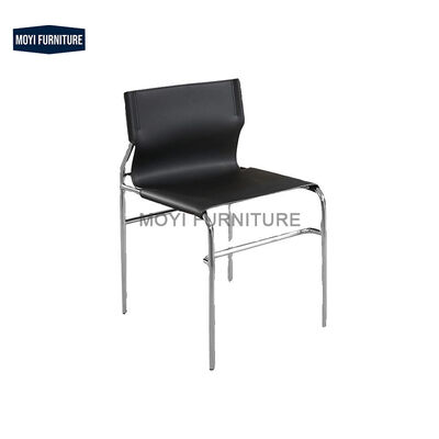 Stainless Steel Legs Saddle Leather Antique Dining Chair Scandinavian Bauhaus Simple Modern Backrest Negotiation Chair