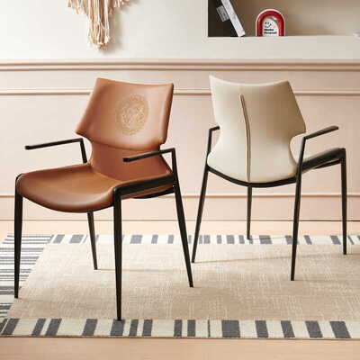 Modern Style Home Furniture Upholstered Leather Dining Chair Metal Frame Black Luxury Restaurant Indoor Hotel Seating