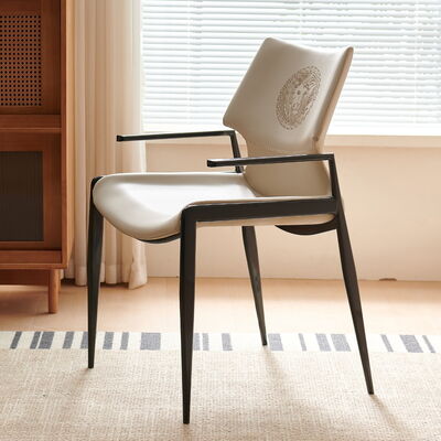 Modern Style Home Furniture Upholstered Leather Dining Chair Metal Frame Black Luxury Restaurant Indoor Hotel Seating