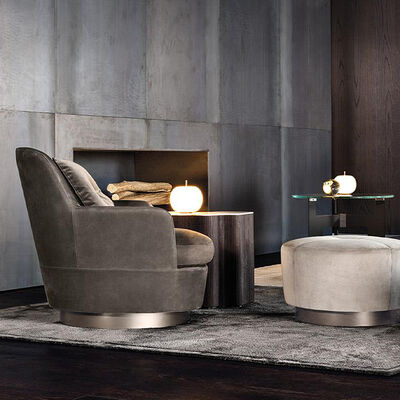 Modern Leather Wood Metal Relax Lounge Living Room Single Seater Sofa Armchair Swivel Accent Velvet Chair with Foot Rest