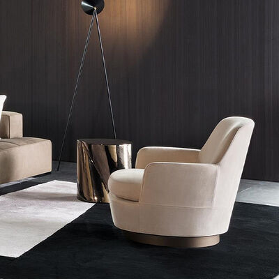 Modern Leather Wood Metal Relax Lounge Living Room Single Seater Sofa Armchair Swivel Accent Velvet Chair with Foot Rest