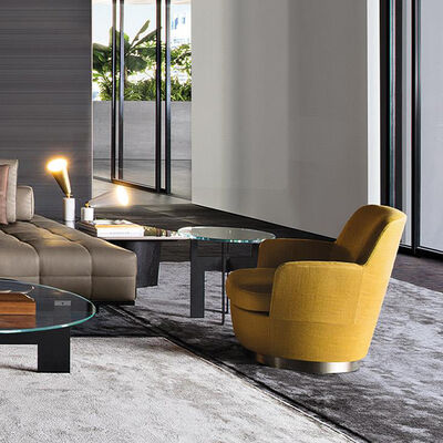 Modern Leather Wood Metal Relax Lounge Living Room Single Seater Sofa Armchair Swivel Accent Velvet Chair with Foot Rest