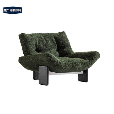 Home Living Room Modern Scandinavian Sofa Chairs Upholstered Seat Solid Walnut Wood Leg White Lambswool Fabric Leisure