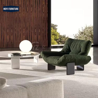 Home Living Room Modern Scandinavian Sofa Chairs Upholstered Seat Solid Walnut Wood Leg White Lambswool Fabric Leisure