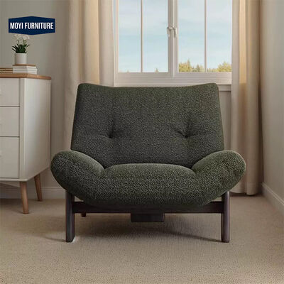 Home Living Room Modern Scandinavian Sofa Chairs Upholstered Seat Solid Walnut Wood Leg White Lambswool Fabric Leisure