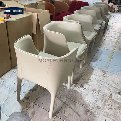 Leather Dining Chair Luxury Design Style Fiberglass Frame Upholstered Modern Seating Restaurant Hotel Modern Home Apartment